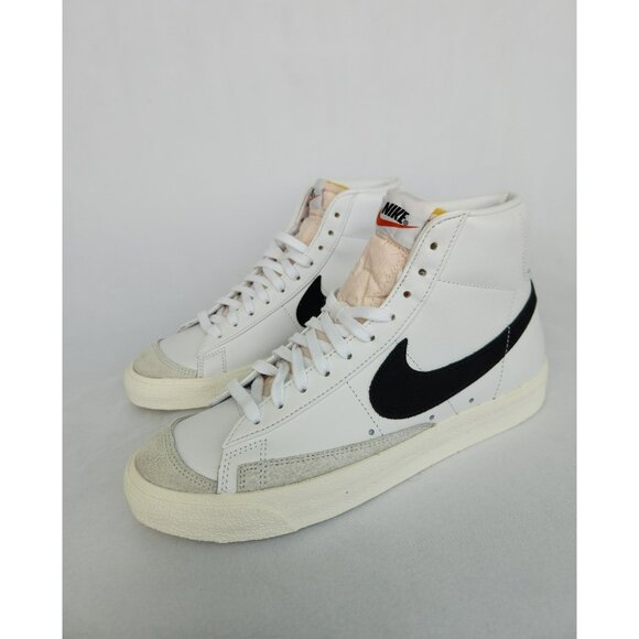 * 10 WOMEN'S BLAZER MID 77 VINTAGE WHITE BLACK BQ6806-100 SNEAKERS SPORTSWEAR - Picture 1 of 7